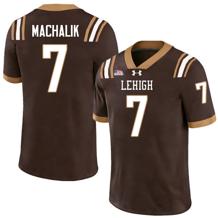 Lehigh Mountain Hawks #7 Matt Machalik College Football Jerseys,Uniforms-Brown